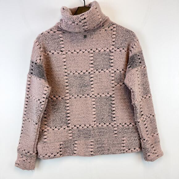 Prana Womens XS Crestland Pullover Wool Blend Turtleneck Sweater Pink Patch - Picture 9 of 12